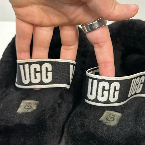 UGG Fluff Yeah Slide Black Slippers Size 11