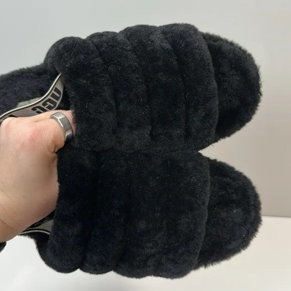UGG Fluff Yeah Slide Black Slippers Size 11