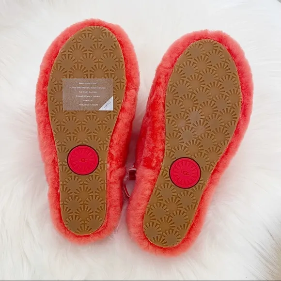 UGG FLUFF YEAH SLIDE SHEEPSKIN SLIPPERS HIBISCUS PINK NEW