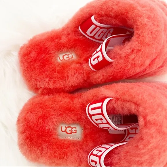 UGG FLUFF YEAH SLIDE SHEEPSKIN SLIPPERS HIBISCUS PINK NEW