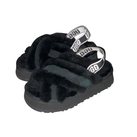 UGG Fluff Yeah Slide Slippers Black Size 6
