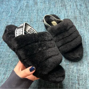 UGG Fluff Yeah Slide Slippers in Black