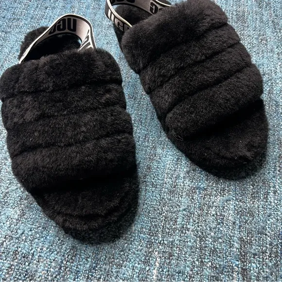 UGG Fluff Yeah Slide Slippers in Black