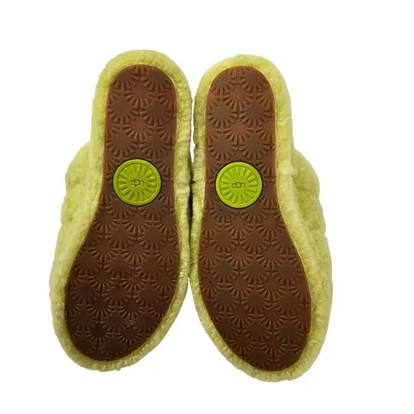 UGG Fluff Yeah Slide Slippers Neon Yellow Size 9