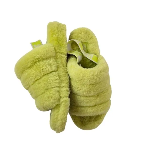 UGG Fluff Yeah Slide Slippers Neon Yellow Size 9