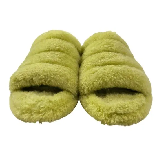 UGG Fluff Yeah Slide Slippers Neon Yellow Size 9