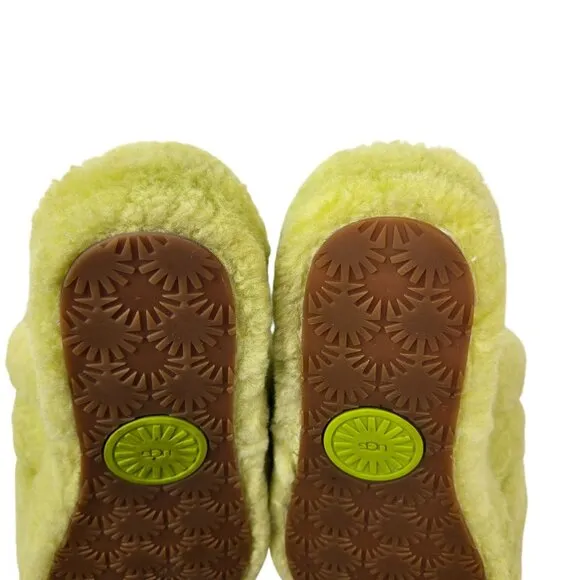 UGG Fluff Yeah Slide Slippers Neon Yellow Size 9