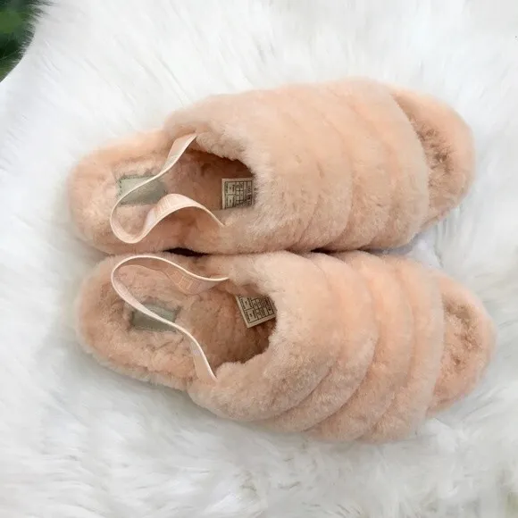 UGG Fluff Yeah Slide Slippers Peach Fuzz Women’s size 10