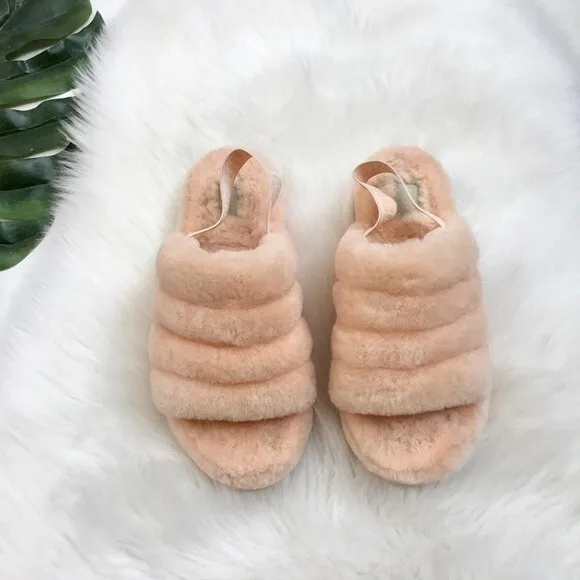 UGG Fluff Yeah Slide Slippers Peach Fuzz Women’s size 10