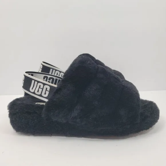 Ugg Fluff Yeah Slide Women's Black Slippers Sandals 1095119 US Size 8 NWB