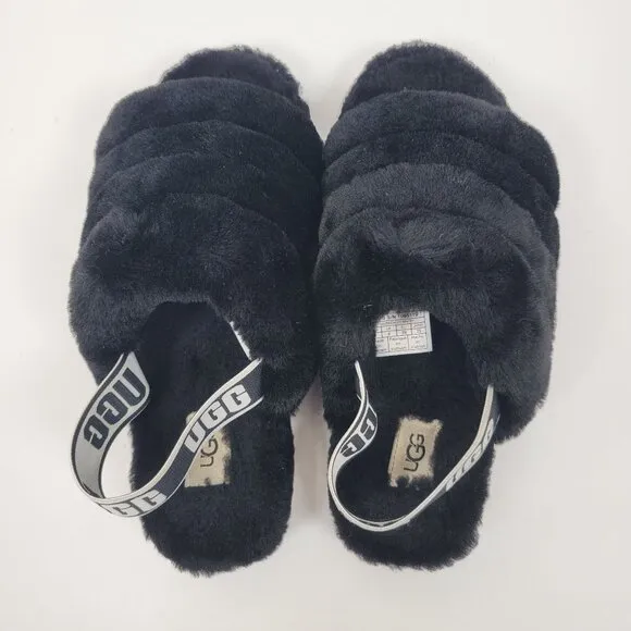 Ugg Fluff Yeah Slide Women's Black Slippers Sandals 1095119 US Size 8 NWB
