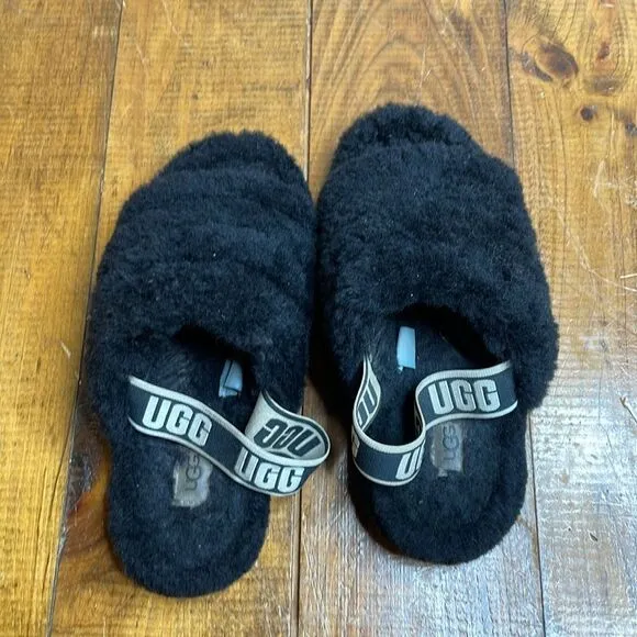 Ugg Fluff Yeah Slide Slippers Black Size 8