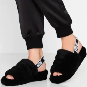 Ugg Fluff Yeah Slide Slippers Black Size 8