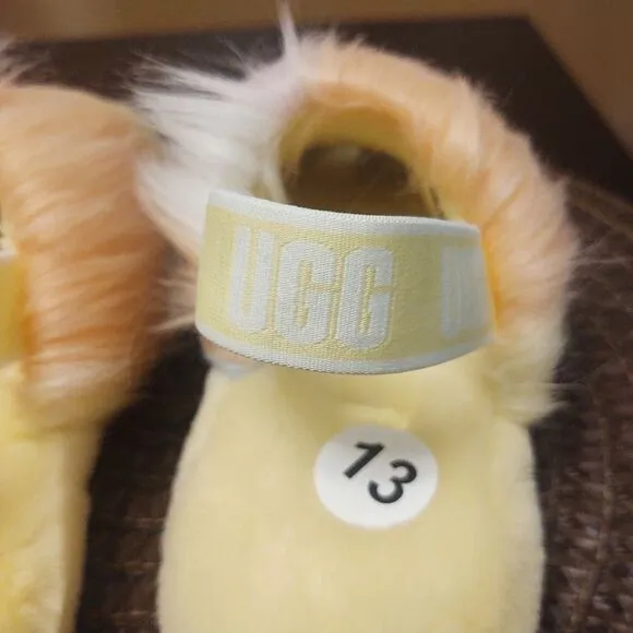 UGG Fluff Yeah Slide Slippers Lemonade Tie Dye Youth Kids Size 13 NEW