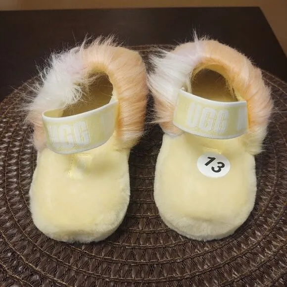 UGG Fluff Yeah Slide Slippers Lemonade Tie Dye Youth Kids Size 13 NEW