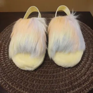 UGG Fluff Yeah Slide Slippers Lemonade Tie Dye Youth Kids Size 13 NEW
