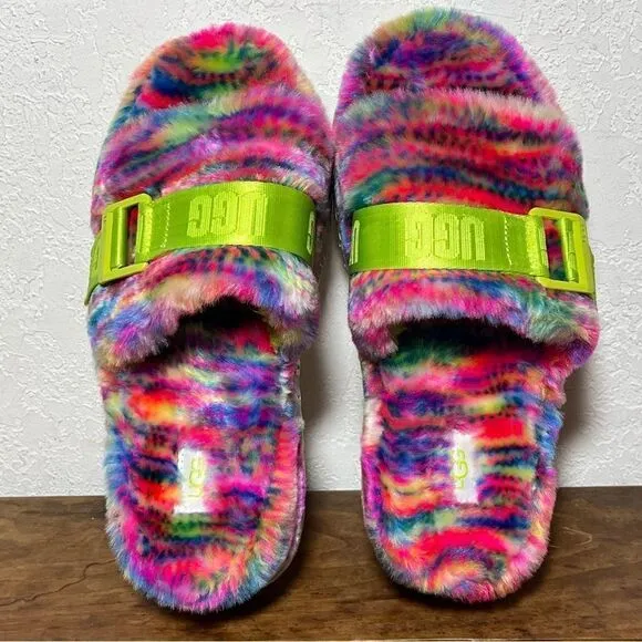 Ugg Fluffita Pixelate Flatform Slide Slippers 7 8 9