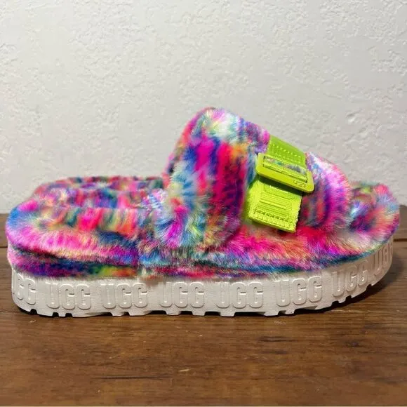 Ugg Fluffita Pixelate Flatform Slide Slippers 7 8 9