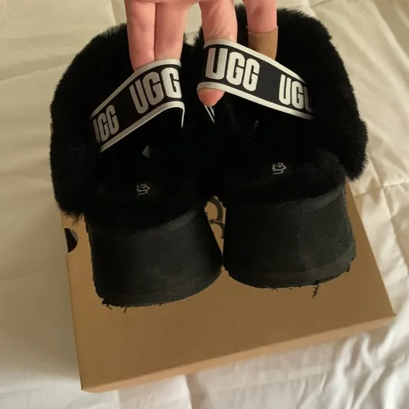 UGG funkette black slingback platform slippers