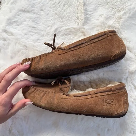 UGG Fur Moccasin Slippers 5 - Chestnut