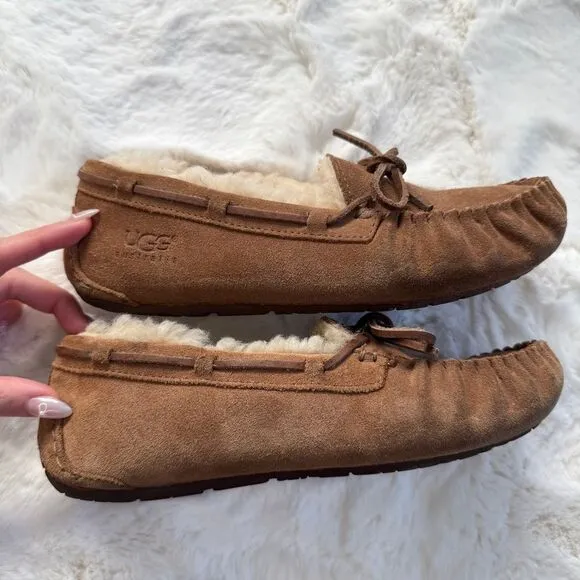UGG Fur Moccasin Slippers 5 - Chestnut