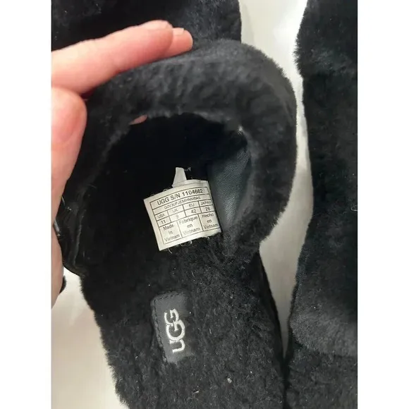 UGG Fuzz Yeah Black Slipper Sheepskin 11