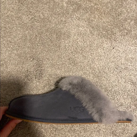 UGG Gray Fur-Lined Slippers