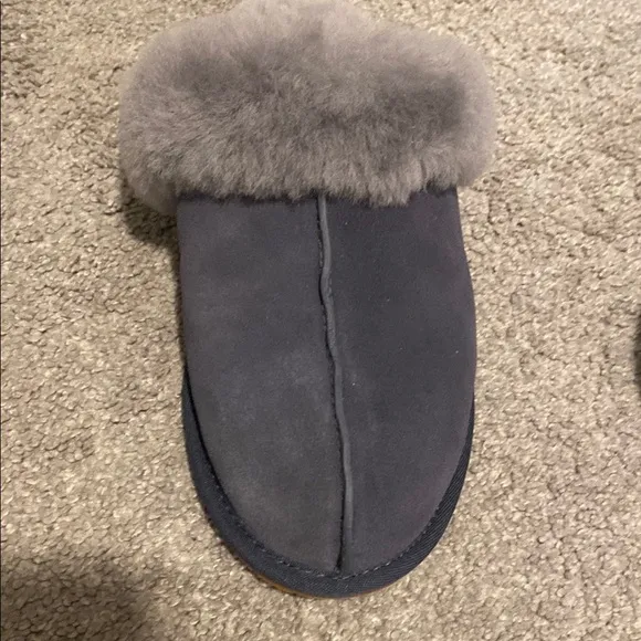 UGG Gray Fur-Lined Slippers