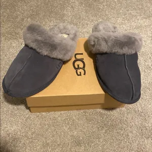 UGG Gray Fur-Lined Slippers