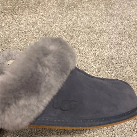 UGG Gray Fur-Lined Slippers