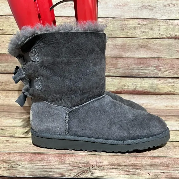 Ugg Grey Bailey Bow Ankle Boots