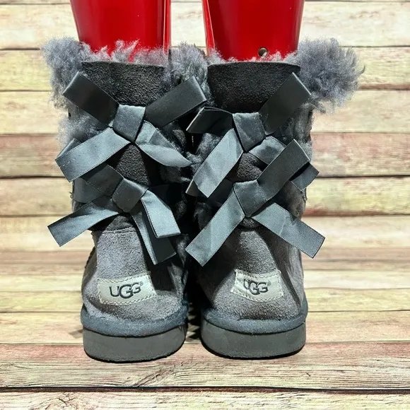 Ugg Grey Bailey Bow Ankle Boots