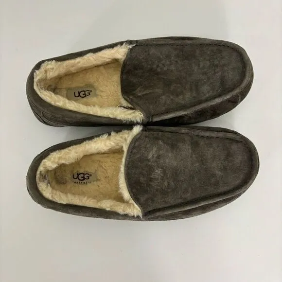 UGG Grey Suede Fur Lined Men's Slippers