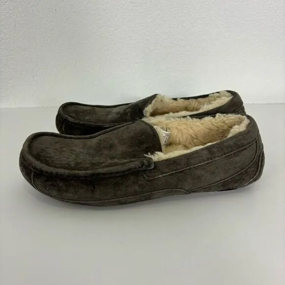 UGG Grey Suede Fur Lined Men's Slippers