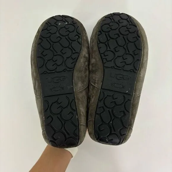 UGG Grey Suede Fur Lined Men's Slippers