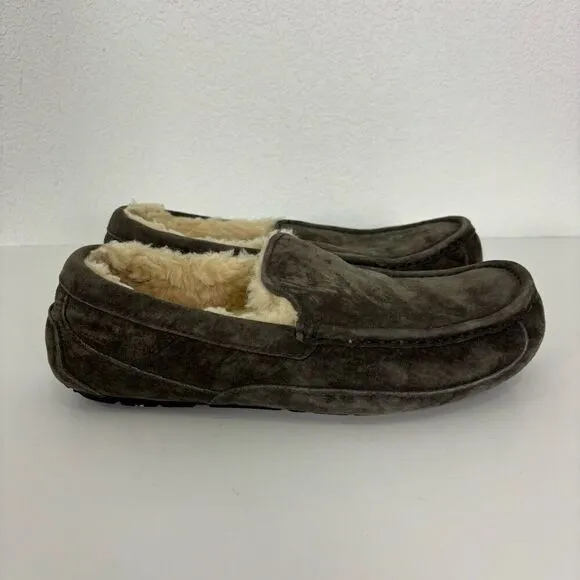UGG Grey Suede Fur Lined Men's Slippers