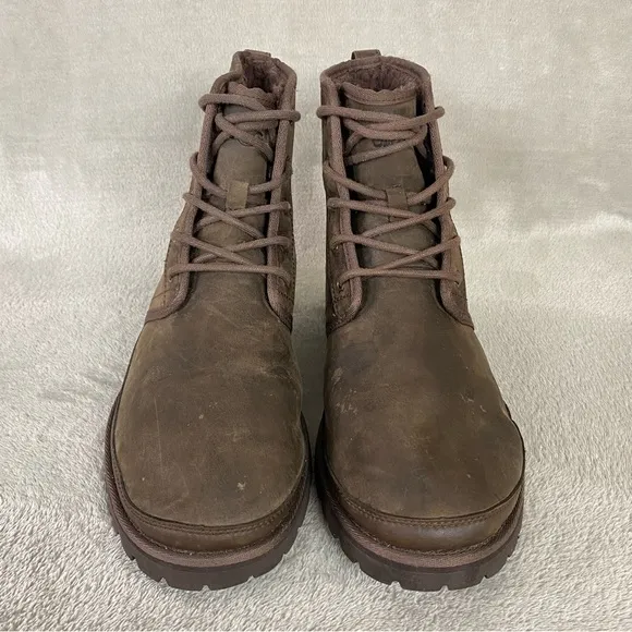 UGG Harkland Men's Ankle Boots Size 11 Brown Leather Sheepskin Vibram