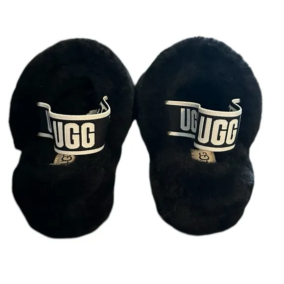 UGG House shoes Slippers Sandal Womens Fluff Yeah Slide Black - size 8