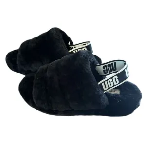 UGG House shoes Slippers Sandal Womens Fluff Yeah Slide Black - size 8