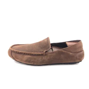 UGG Hunley Brown Leather Slip on Moccasin Shoes 10