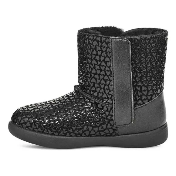 UGG Keelan Gel Hearts 1143656T-001 Boots Toddler 6 Black Round Toe Ankle KHD064