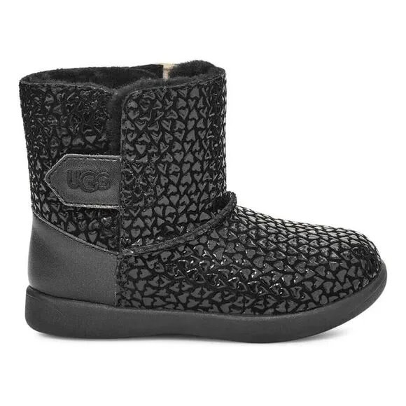 UGG Keelan Gel Hearts 1143656T-001 Boots Toddler 6 Black Round Toe Ankle KHD064