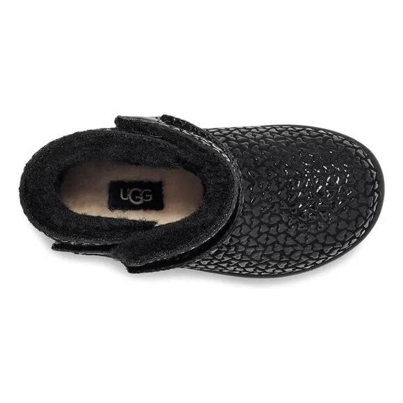 UGG Keelan Gel Hearts 1143656T-001 Boots Toddler 6 Black Round Toe Ankle KHD064