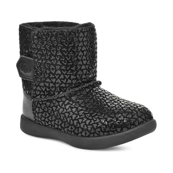 UGG Keelan Gel Hearts 1143656T-001 Boots Toddler 6 Black Round Toe Ankle KHD064