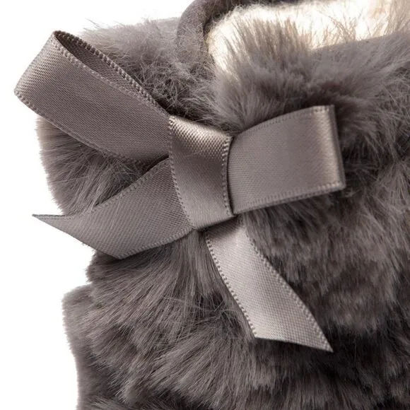 UGG Kid's Gray Jesse Bow II Fluff Bootie Size XS (0-6)