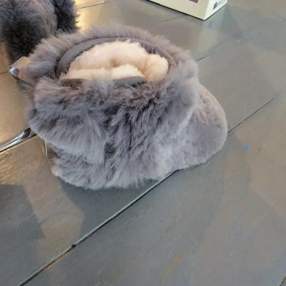 UGG Kid's Gray Jesse Bow II Fluff Bootie Size XS (0-6)