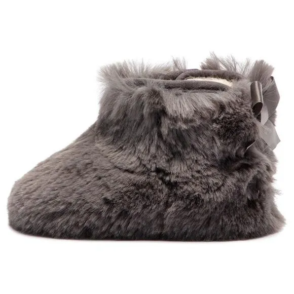 UGG Kid's Gray Jesse Bow II Fluff Bootie Size XS (0-6)
