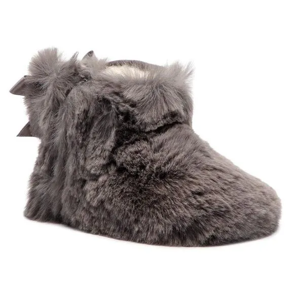 UGG Kid's Gray Jesse Bow II Fluff Bootie Size XS (0-6)