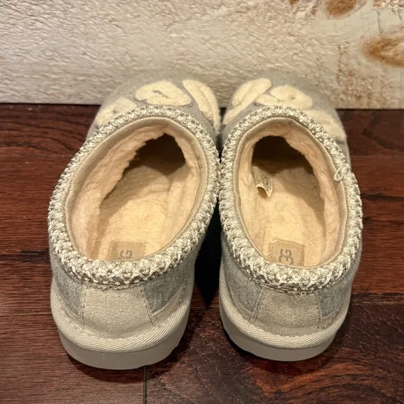 UGG Kids Gray Tasman Fur Jersey Cozy Slippers Size 2