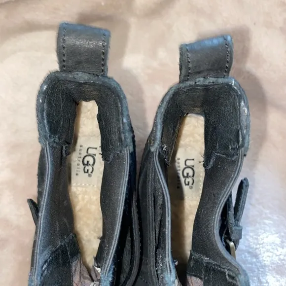 UGG Krewe Chelsea Ankle Boots Black Nubuck Women's Sz 5 Braided Strap